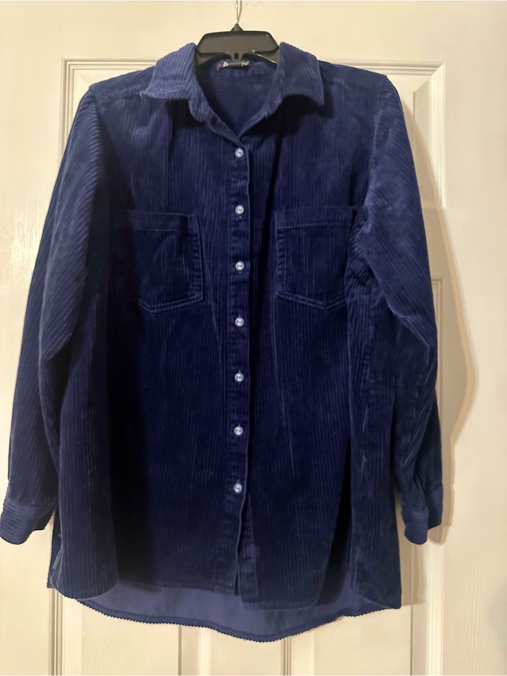 Vintage Y2K Roaman's Navy Blue Corduroy Button-Down Shirt